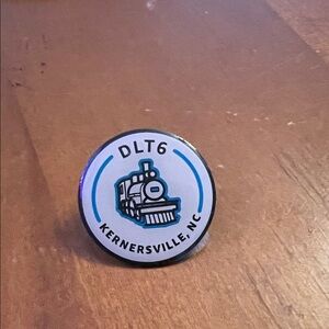 DLT6 Kernersville NC Train Enamel Pin - White & Blue